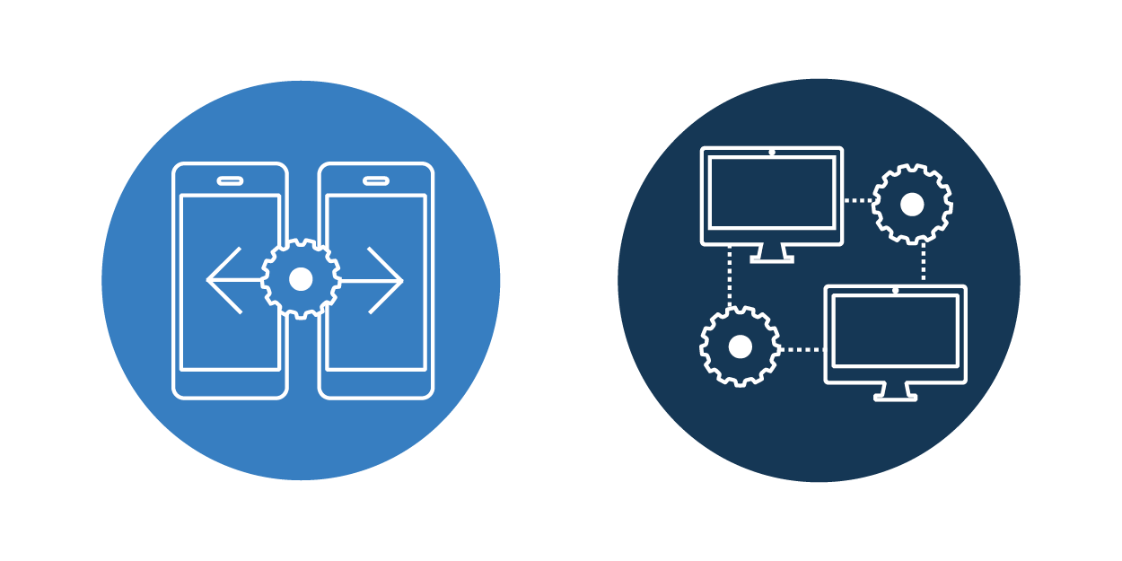 Abbildung von vernetzten Mobiltelefonen und Computern