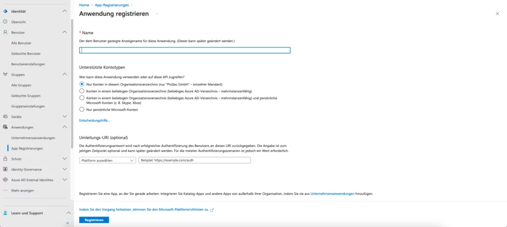 Neue Anwendungen registrieren – per Default für jeden Nutzer in Entra möglich.