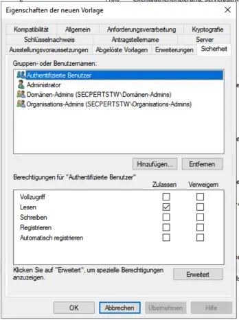 Active Directory Certificate Services Berechtigungen