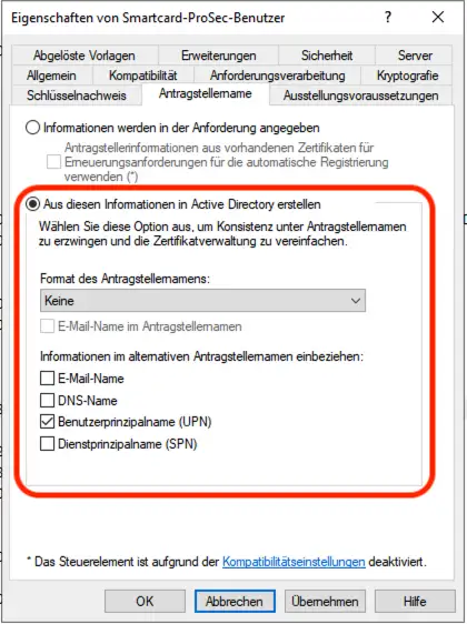 Antragstellername aus AD erstellen