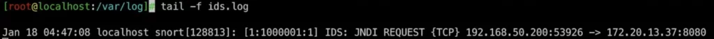 Snort hat den JNDI-Lookup erkannt und gemeldet.