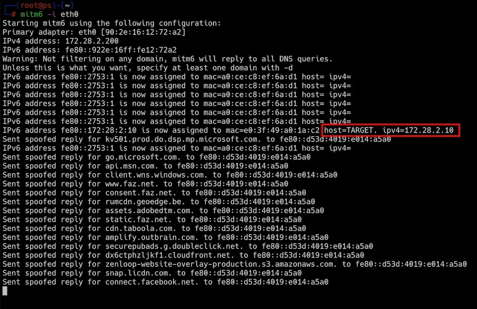 Technische Umsetzung mit dem Tool mitm6: