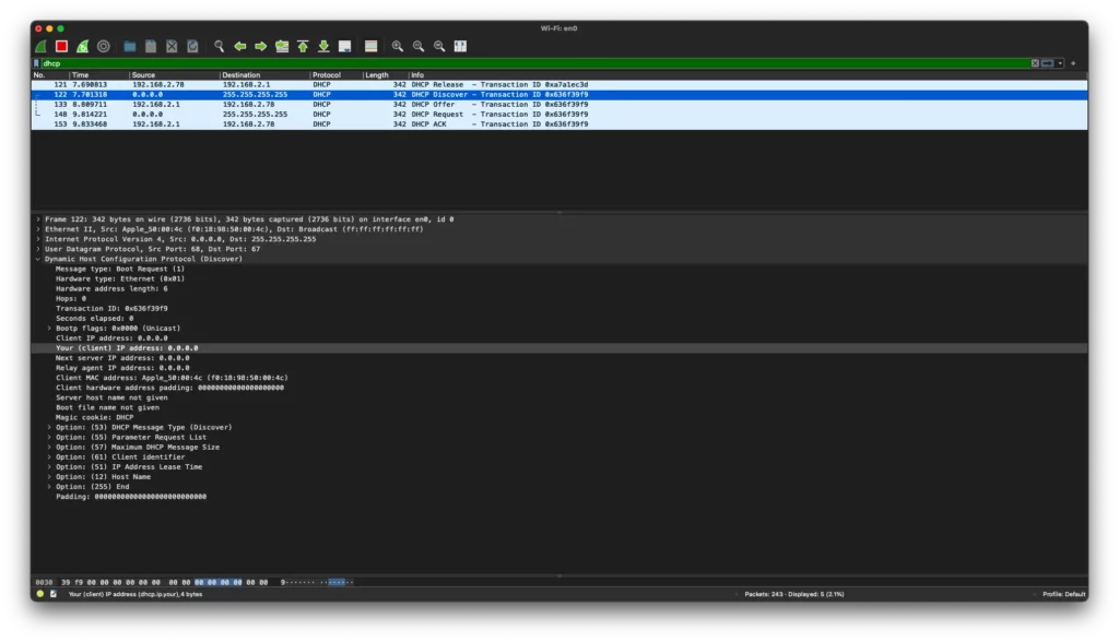 DHCP auf der Console | Terminal