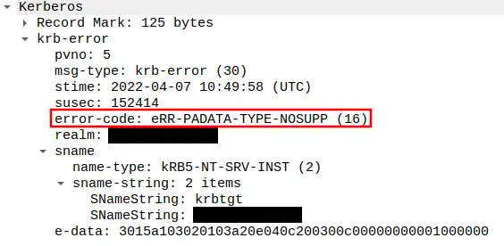 Error Code: 16 Reason: KDC has no support for PADATA type (pre-authentication data).