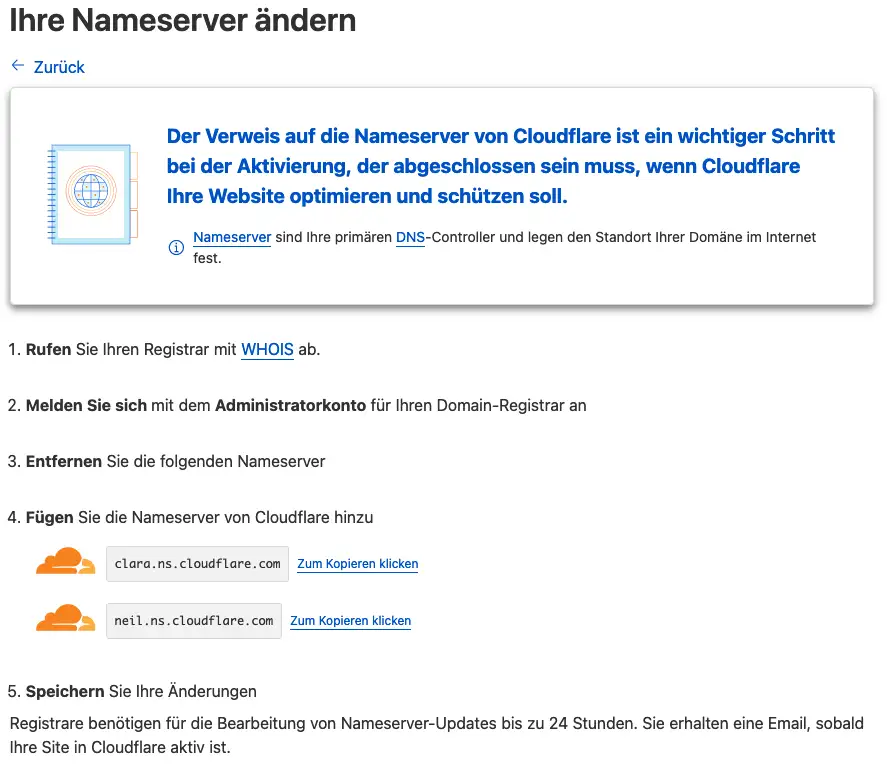 Schritte mit Cloudflare