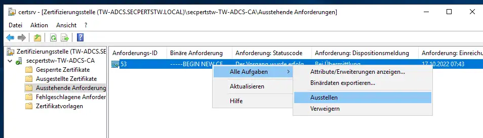 Zertifikat Ausstellen