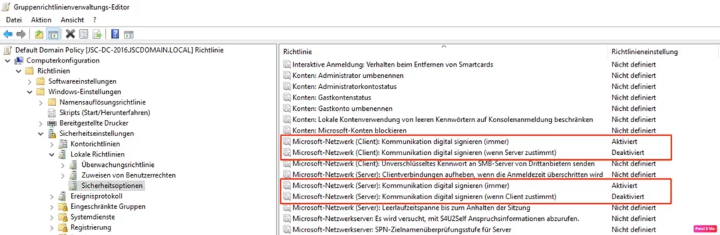 LDAP-Signaturanforderung für den Clients, mittels DC Gruppenrichtlinie (GPO)