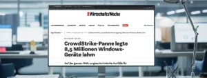 Hier sehen Sie einen Monitor, der einen Screenshot des Artikels der Wirtschaftswoche zeigt.