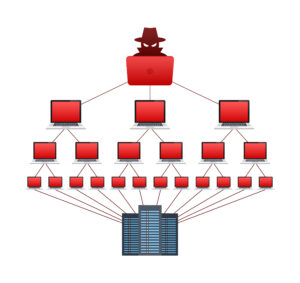 DDOS attack, hacker bomb. Denial of Service. Vector stock illustration