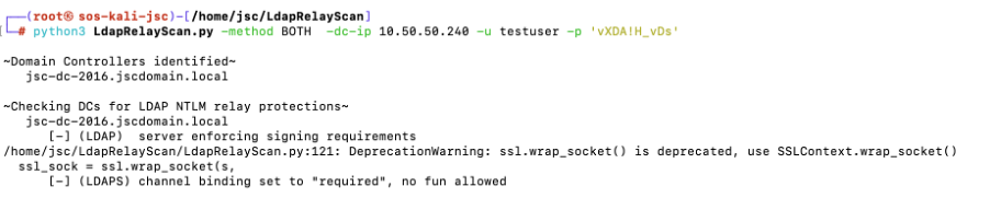 LDAP signing and channel binding activated