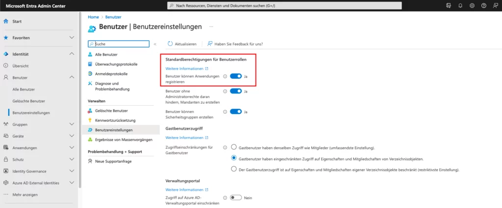 Azure App Registration – sichere Einstellung für normale Benutzer