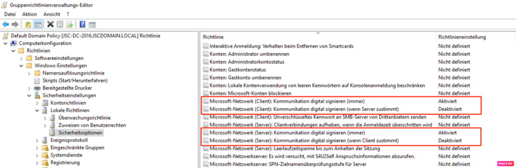 LDAP signature request for the client, using DC Group Policy (GPO)